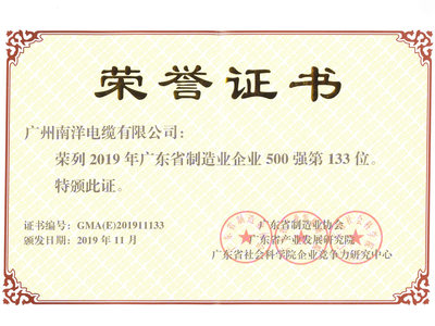 2019年广东500强排位133