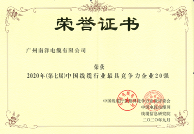 2020年全国电缆行业20强
