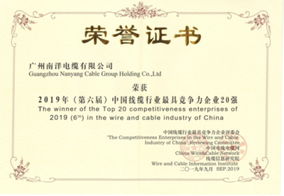 2019全国电缆行业前20强